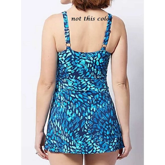 Denim & Co. Beach V Neck Wrap Front Swim Dress Size 14 (202) - Picture 6 of 9